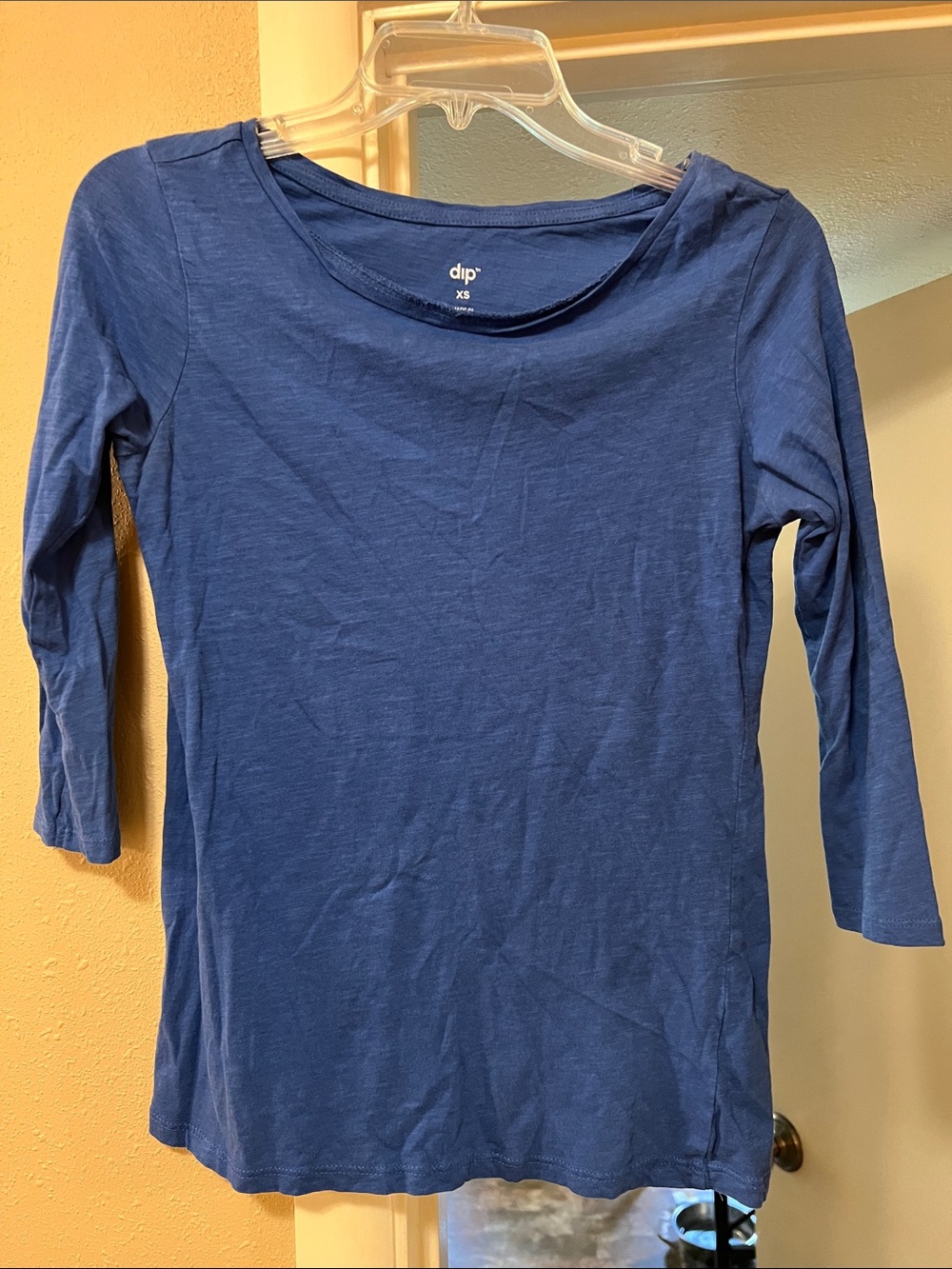 Dip XS Solid Navy Scoop Neck Long Sleeve Tee